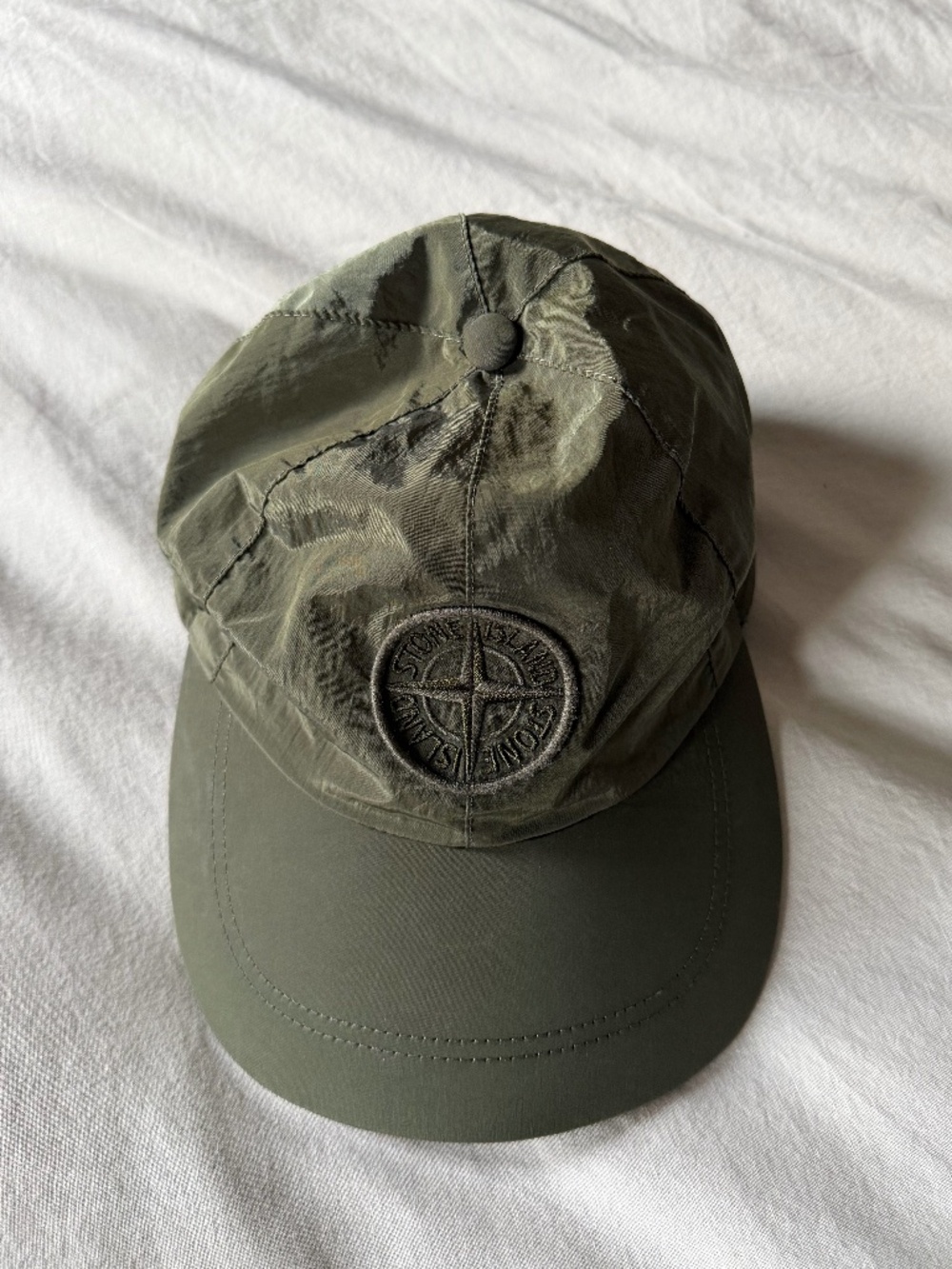 Stone Island Nylon Adjustable Back Hat Olive Green Size Medium M